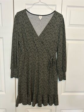 Kaileigh Olive Green Floral Long Sleeve Dress